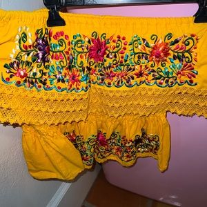 Mexican embroidered off the shoulder blouse